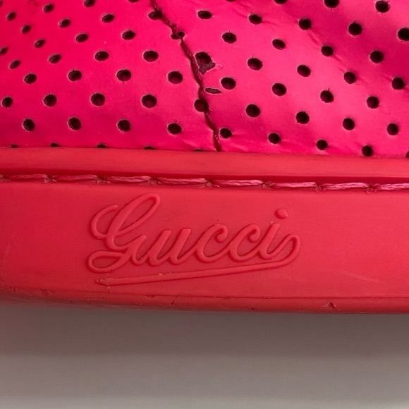 Gucci Mens Leather High Top Coda Hot Pink Sneakers GG on Tongue Size EU 38 US 8 - Picture 9 of 16